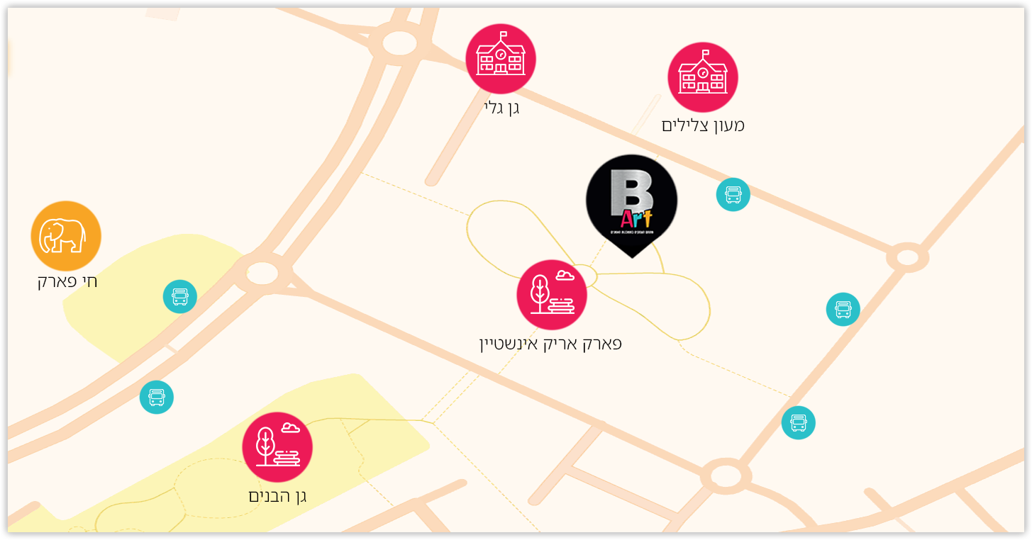 תמונה של מפה עם לוקיישן של B-ART